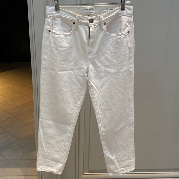 FRAME DENIM THE STEVIE CROP WHITE JEAN SIZE 24
